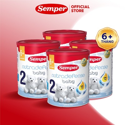 Combo 4 Sữa bột giúp bé tăng cân,dễ tiêu hóa, tăng đề kháng, phát triển trí não Semper Nutradefense Baby 2 400g