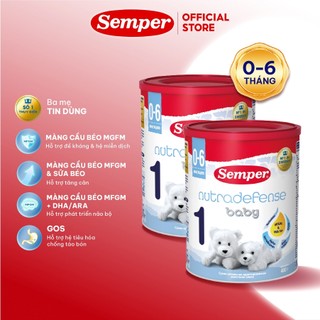 Combo 2 hộp Sữa bột giúp bé tăng cân,dễ tiêu hóa, tăng đề kháng, phát triển trí não Semper Nutradefense Baby số 1 400g