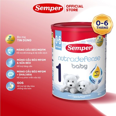 Sữa bột giúp bé tăng cân,dễ tiêu hóa, tăng đề kháng, phát triển trí não và chiều cao Semper Nutradefense Baby 1 400g