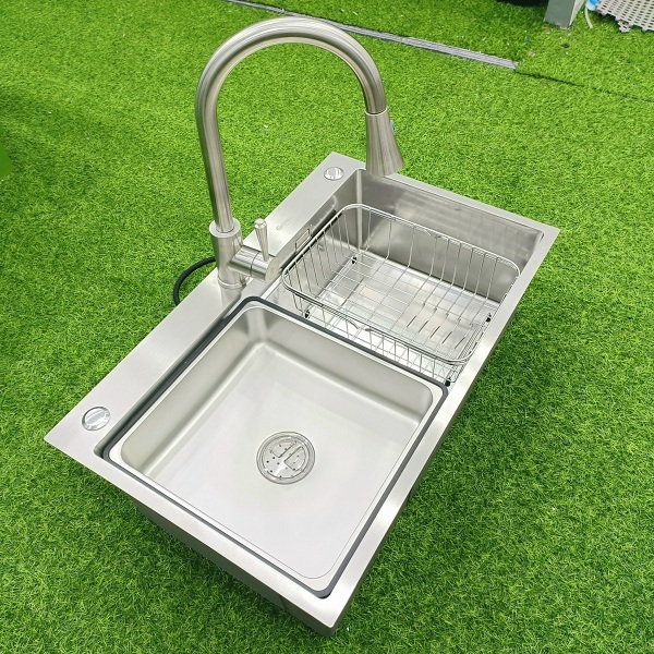 Chậu rửa bát 1 hố kích thước lớn, nguyên bản inox 304. thành chậu dày 4ly