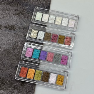 Set 6 màu bột nhũ dạng nén trang trí móng nhũ nail nhũ khổng tước