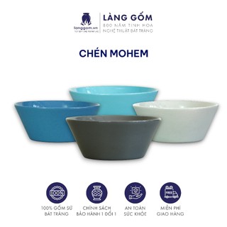 Bát tô gốm sứ lòng sâu, màu trơn, dáng basic, Bát Tràng cao cấp, dùng để ăn cơm, úp mì LÀNG GỐM