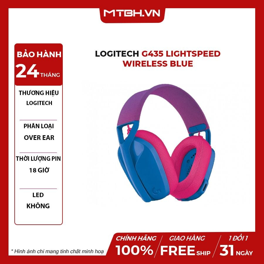 Tai Nghe Logitech G435 Lightspeed Wireless Blue