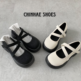 Giày búp bê lolita quai chéo đế dày tăng chiều cao phong cách retro thời trang cho nữ Ulzzang