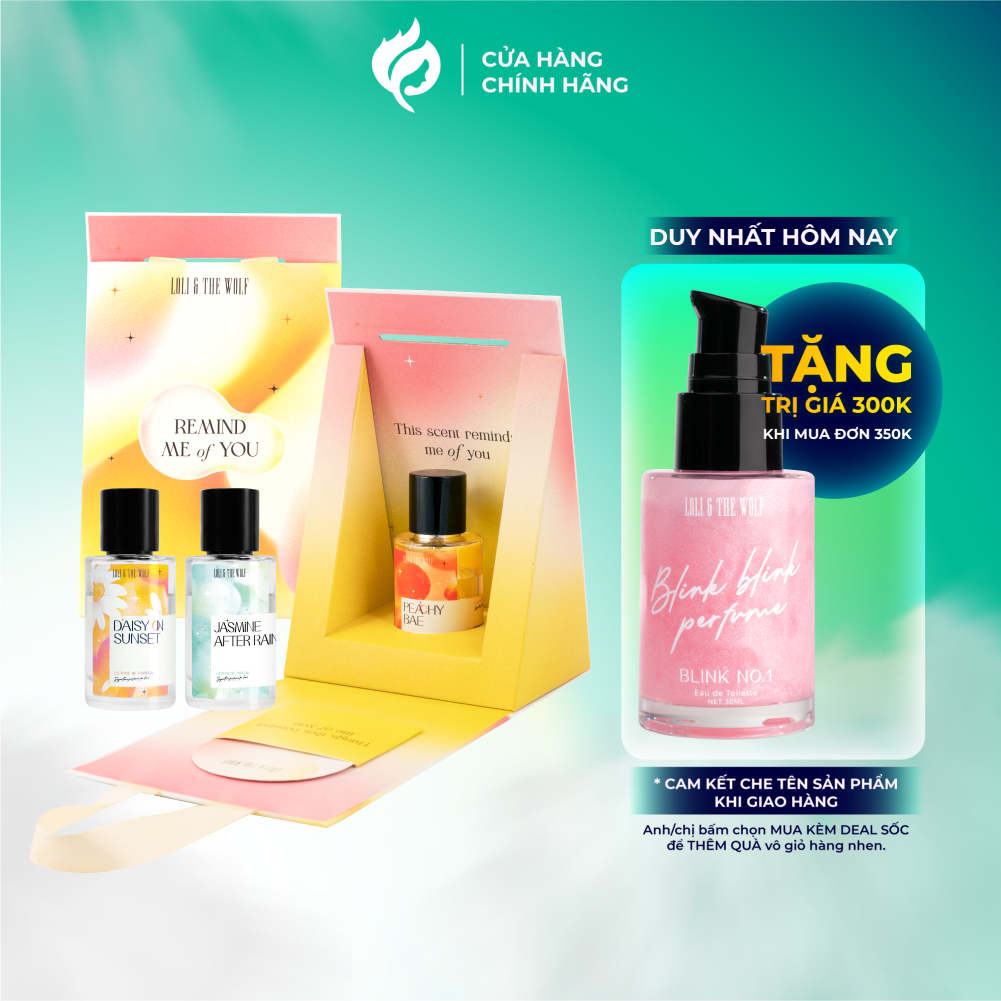 Bộ Quà Tặng Loli & The Wolf On REMIND ME OF YOU - Set Quà Nước Hoa JASMINE AFTER RAIN Hoặc DAISY ON SUNSET Chai 50ml