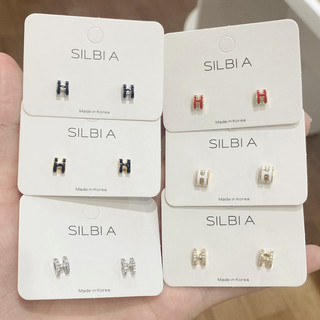  Silbi A Accessories  Khuyên Tai H mini Khuyên Bạc s925 mạ vàng 14k 