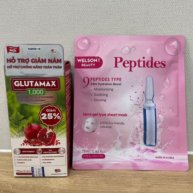 (Hàng C.Ty + Tặng mask) Viên Uống Giảm Nám Trắng Da Chống Nắng Faroson Glutamax 1000