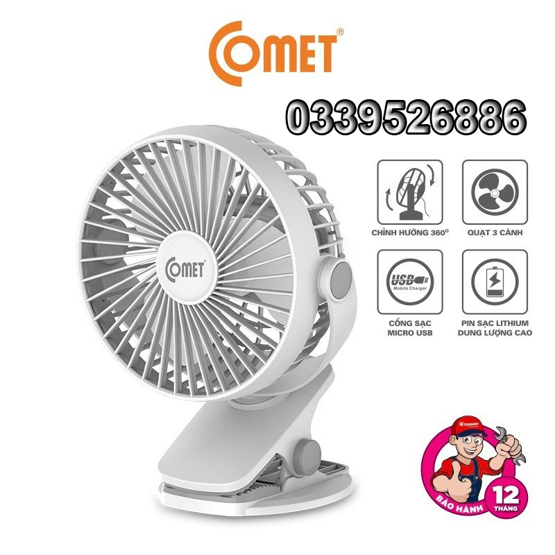(1 đổi 1). Quạt tích điện kẹp bàn sạc pin cao cấp