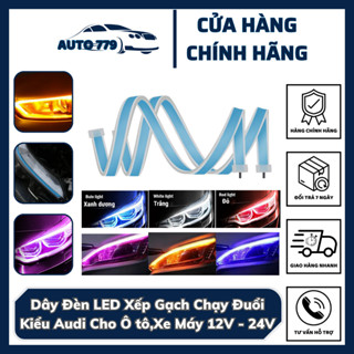  1 Dây Đèn Led Mí Audi Cho Ô tô và Xe Máy Hiệu Ứng 2 Chế Độ Xi Nhan Chạy Đuổi Demi Xếp Gạch - 12v Chống Nước 
