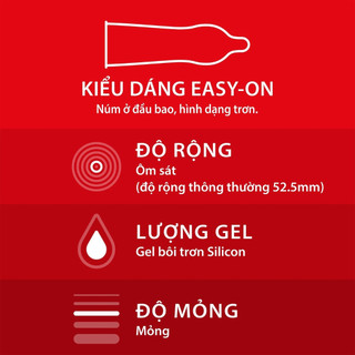 Bao cao su Durex Fetherlite siêu mỏng, chân thật.Hộp 12 bcs size 52.5mm