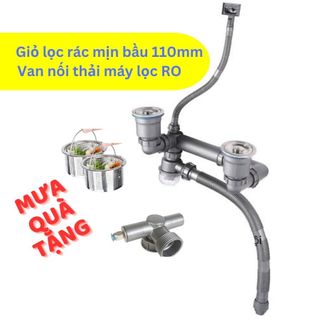 Xiphong chậu rửa bát Inox 2 ngăn 2 cốc lọc rác đường kính 110mm, kiểu cốc cao 11cm