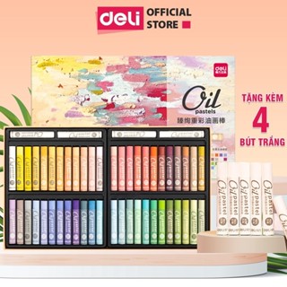 Bút Màu Sáp Dầu Oil Pastel Chuyên Nghiệp Có Thể Đắp Màu Kèm Màu Trắng Phiên Bản Cao Cấp Finenolo By Deli - Pastel Retro