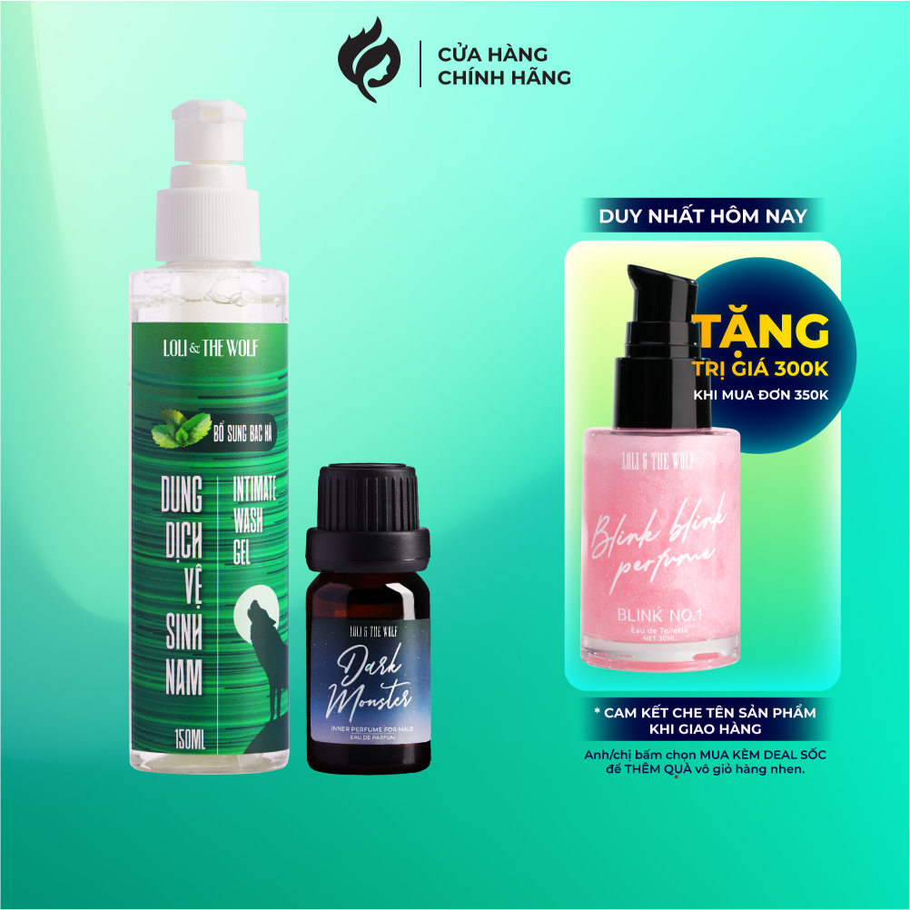 Set Chăm Sóc Vùng Kín Loli & The Wolf On Dành Cho Nam: DDVS Nam 150ml + Nước Hoa Vùng Kín Nam 10ml Hương Thơm Nam Tính