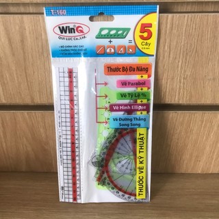 Thước vẽ kỹ thuật bộ 5 cây winq qui lực t-160 / 160 / combo 5 cây thước kẻ dẻo t160
