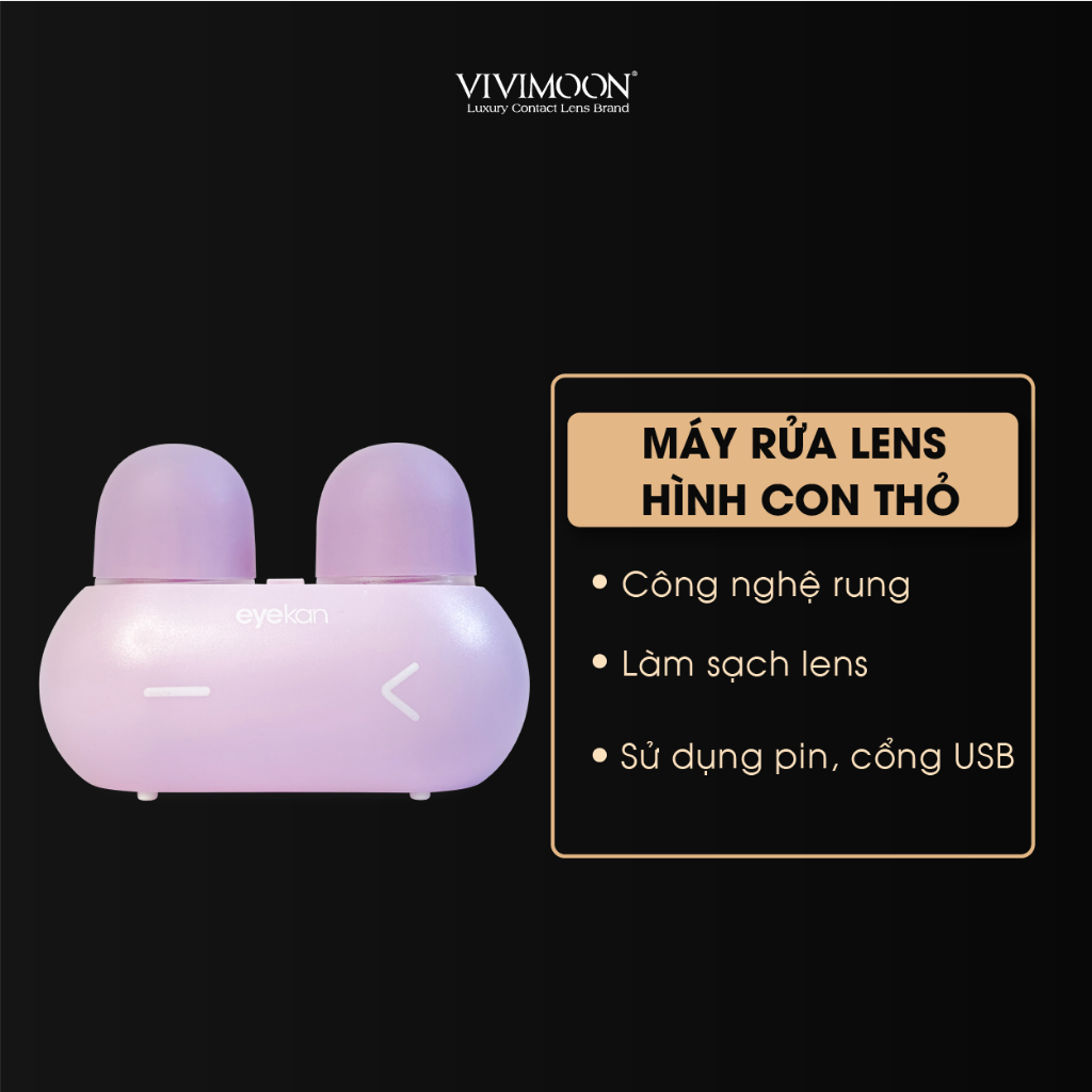 Máy rửa vệ sinh lens VIVIMOON hình con thỏ công nghệ rung cho kính áp tròng