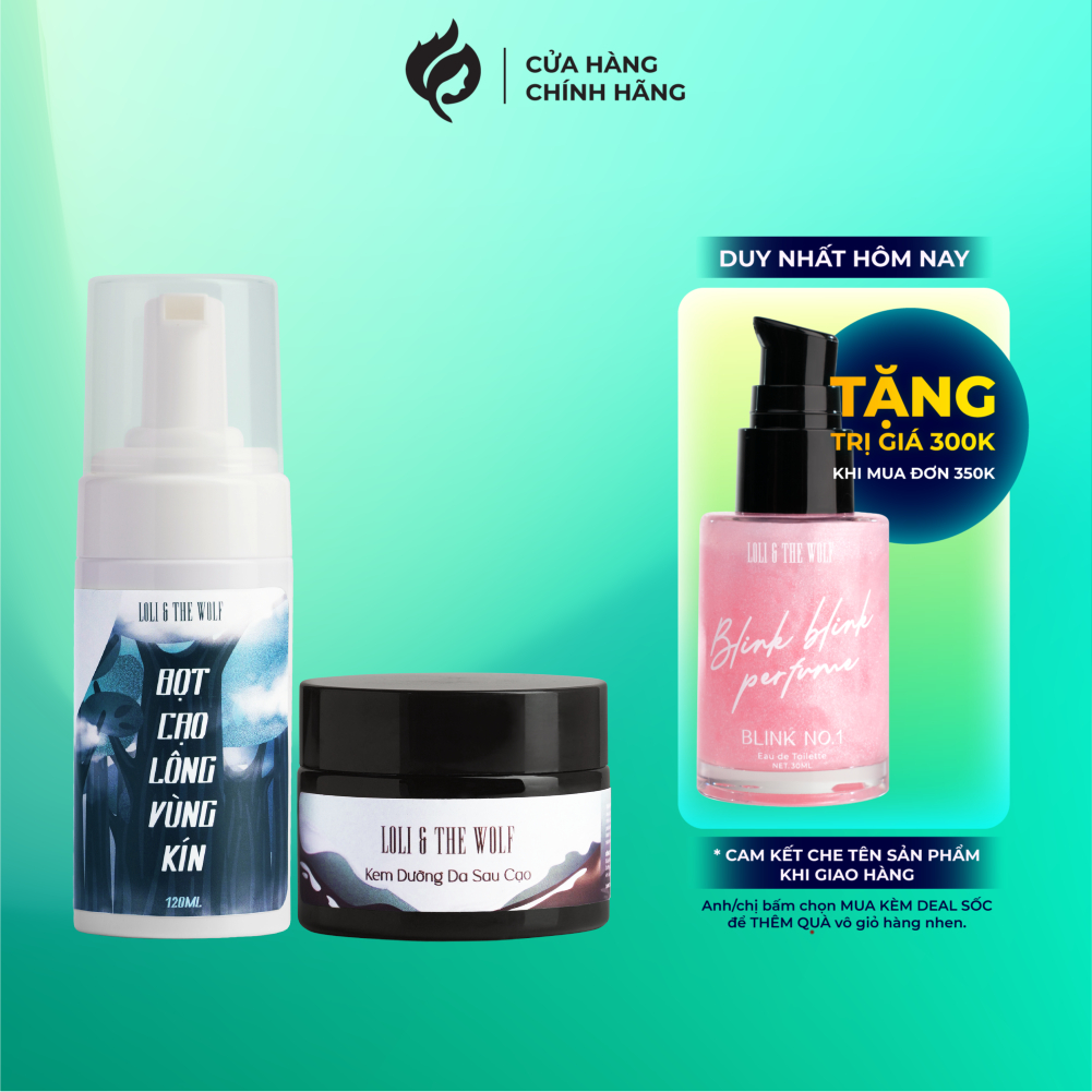 Set Cạo Lông Vùng Kín Loli & The Wolf On - Bọt Cạo Lông Giúp Làm Mềm Lông 120ml + Kem Dưỡng Dịu Nhẹ Tức Thì 50ml