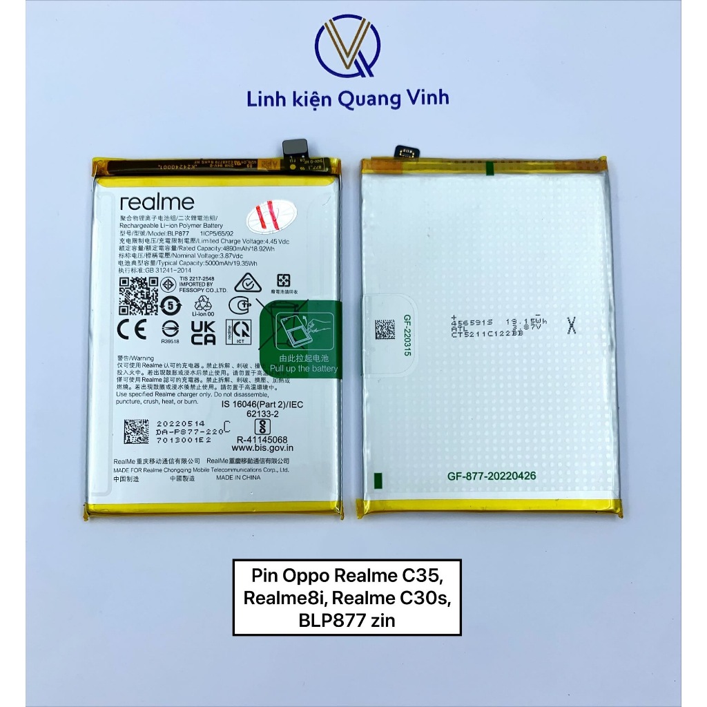 Pin Oppo RealmeC35, Realme8i, RealmeC30s, BLP877 zin