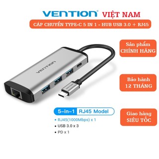 Cáp chuyển đổi usb type-c ra hub 3 cổng usb 3.0 + lan rj45 vention