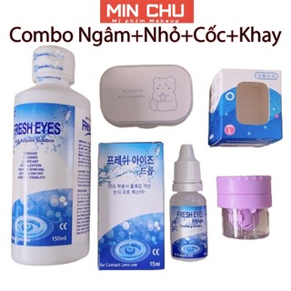   Combo tiết kiệm  Nước ngâm lens + nước nhỏ Lens + cốc rửa + khay gương dụng cụ đeo Nước ngâm 150ml + Nhỏ mắt 15ml 