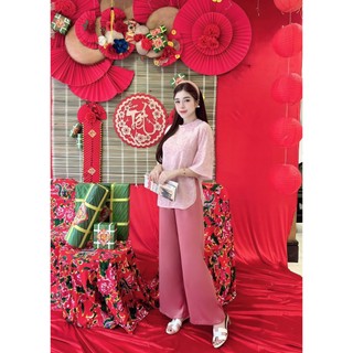 B.l101 - bà ba cách tân gấm cổ bín tay lửng phom dây kéo - hân nguyễn áo bà ba