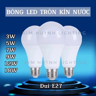 Bóng đèn Led tròn kín nước 3w 5w 7w 9w 12w 18w ánh sáng trắng vàng