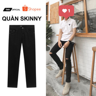 Quần jeans nam rách gối dáng ôm , co dãn , không phai màu phong cách Skinny Jeans Hàn Quốc