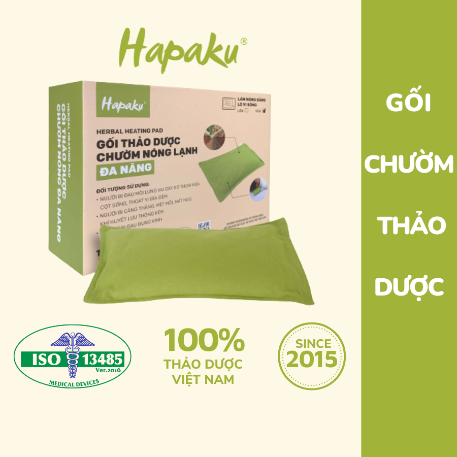 Gối Thảo Dược Chườm Nóng Giảm Nhức Mỏi Lưng, Cổ Vai Gáy Hapaku, Thư Giãn Toàn Thân