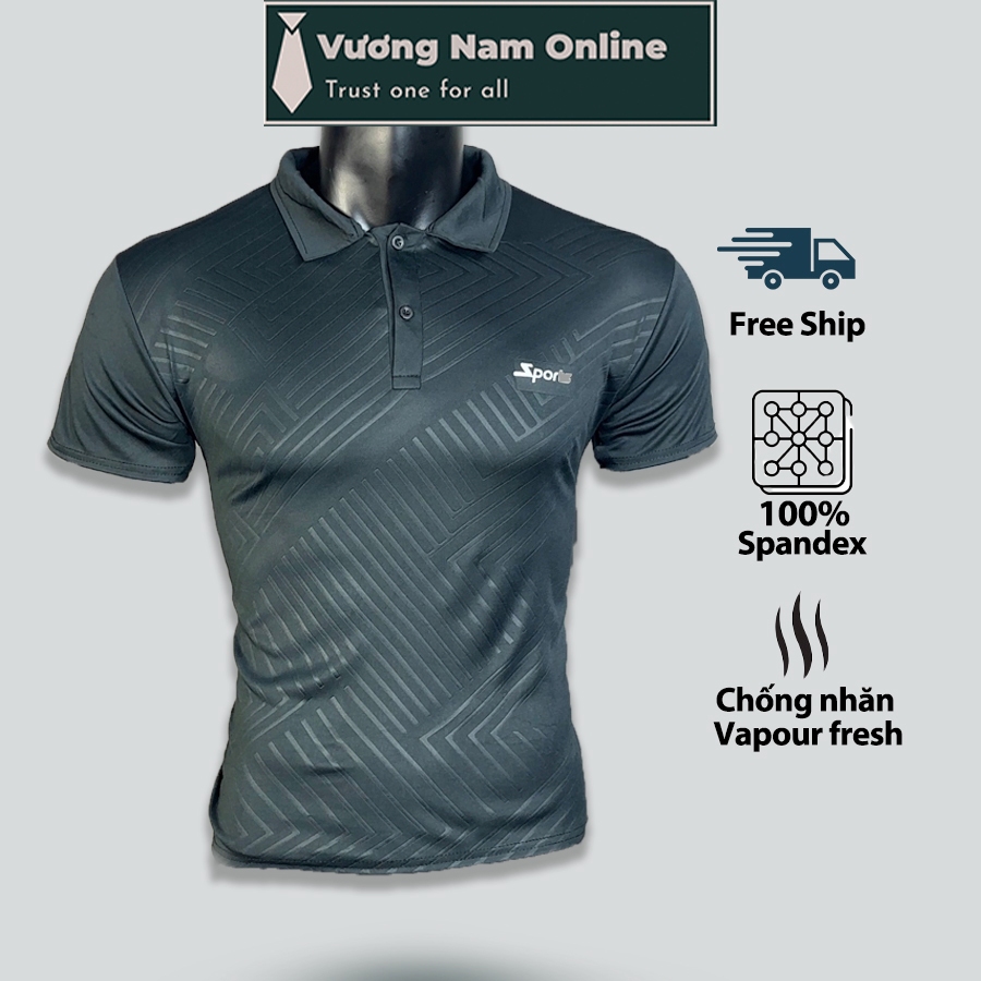 Áo Polo thể thao nam cổ bẻ chất thun lạnh vân dập đẹp co giãn 4 chiều VN90A