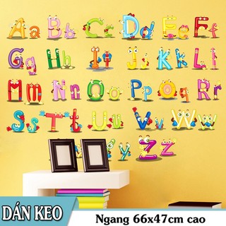Decal trang trí tường - Bảng chữ cái sắc màu chữ đôi mẫu mới