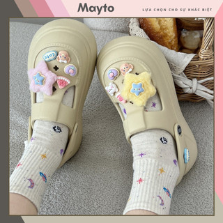 Dép cross sục nữ form Mary Jane kèm set Sticker ngôi sao Pizza kiểu sandal quai hậu CS-59