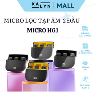 Micro Thu Âm Livestream H61 Cài Áo 2 Trong 1 Cho Điện Thoại Lọc Tạp Âm Giảm Ồn Chuyên Nghiệp Có Hộp Sạc (KALYN MALL)