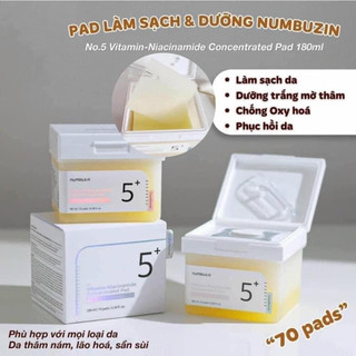 Miếng toner pads tẩy da chết Numbuzin Vitamin Niacinamide 70m