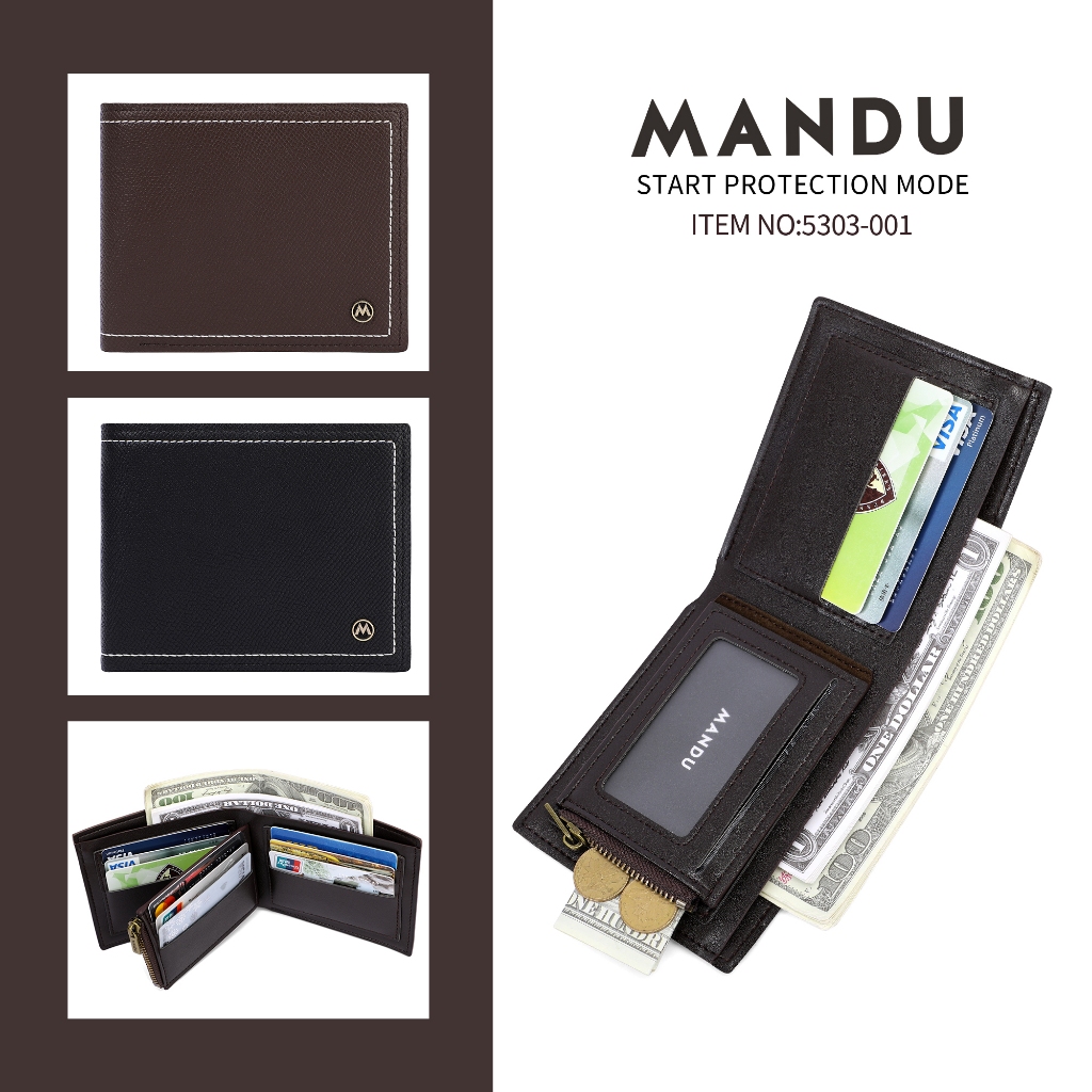 VÍ NAM CHỐNG TRỘM THẺ HỌA TIẾT THÊU BO VIỀN HC5303-001 Wallet Hoa văn viền