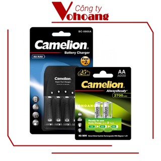 Combo sạc Camelion 0905A kèm 2 pin AA 2700mAh mẫu mới