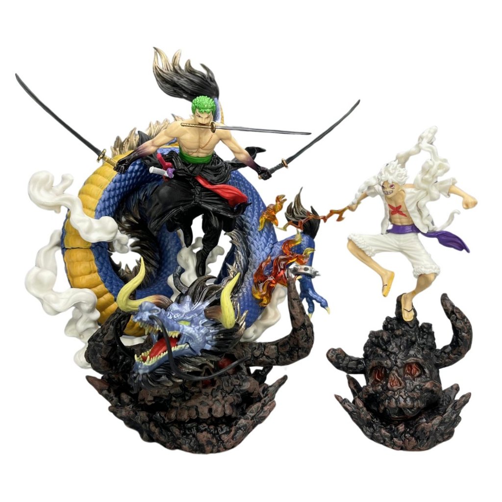 Mô Hình OnePiece 2 trong 1 Luffy gear 5 và Zoro enma đại chiến kaido rồng - Cao 20cm - ngang 15cm Nặng tổng thể :350gram