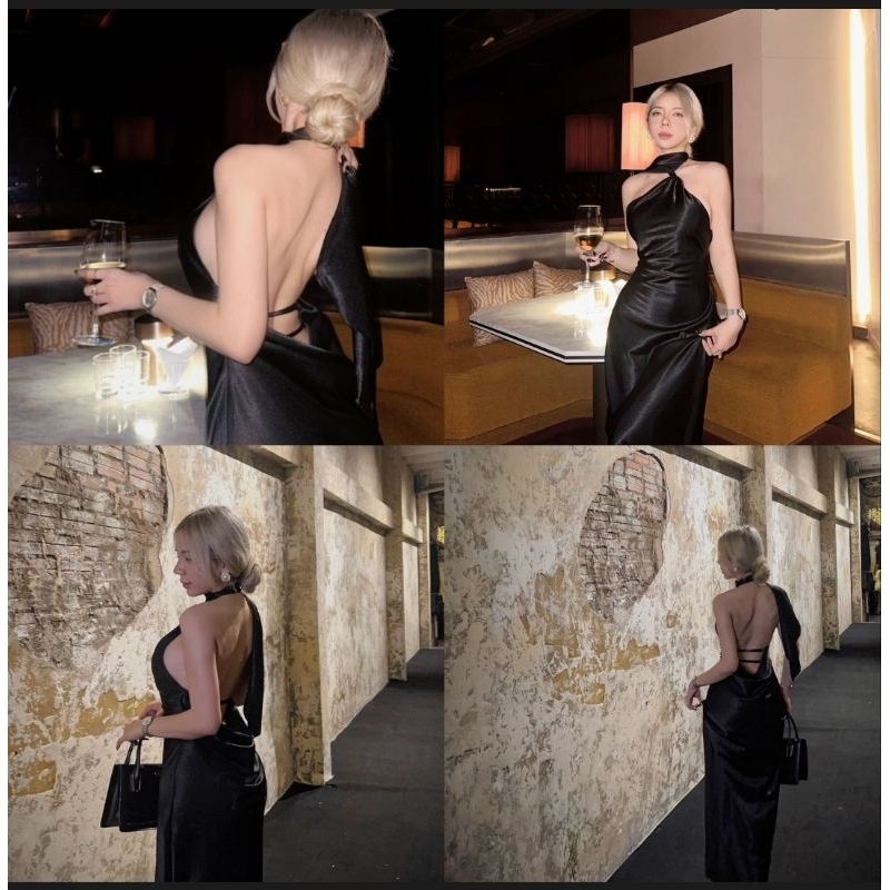 Đầm Lụa Cổ Yếm Hở Lưng Dáng Dài Sang Chảnh Selena Dress Sẵn Mút - Váy Lụa Thiết Kế Cao Cấpsp kĩ | BigBuy360 - bigbuy360.vn