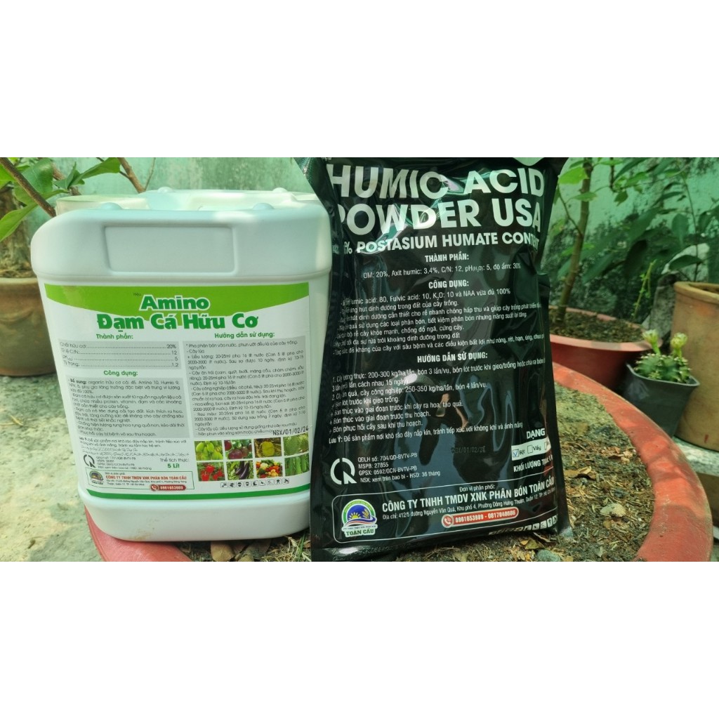 COMBO 2 SẢN PHẨM Đạm cá amino ( Can 5 lít),Phân bón HUMIC USA 1kg ,Đạm cá amino ( Can 5 lít)