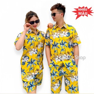 [16 MÀU, GIẢM SỐC 30%] ĐỒ BỘ TRÁI CÂY ĐI BIỂN ĐỦ SIZE, Set đồ hoa lá đi biển, sơ mi nhóm, áo nhóm - TIATOSHOP
