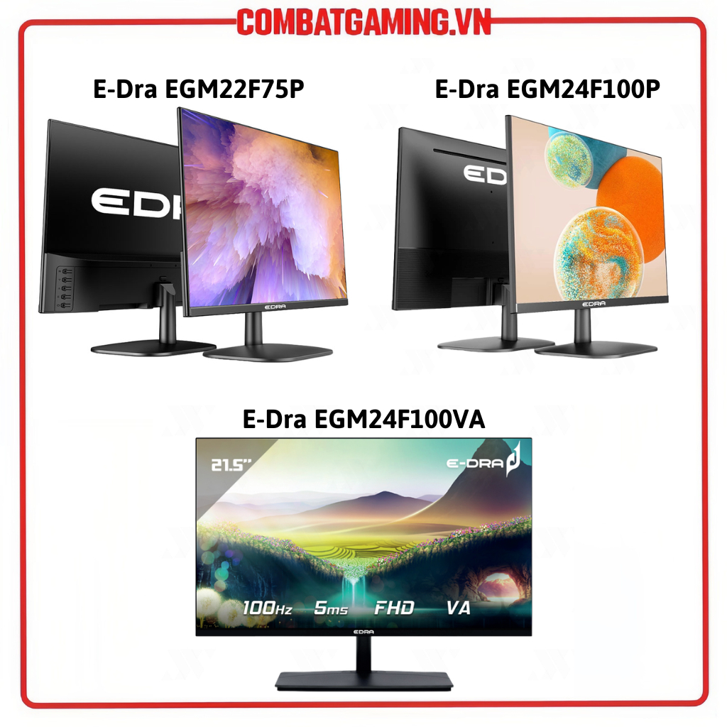 Màn Hình Gaming E-Dra EGM22F75P EGM22F100VA EGM24F100P  (22"-24"/FHD/IPS-IPS A+/75Hz-100Hz/1ms/VESA Mount) Chính Hãng