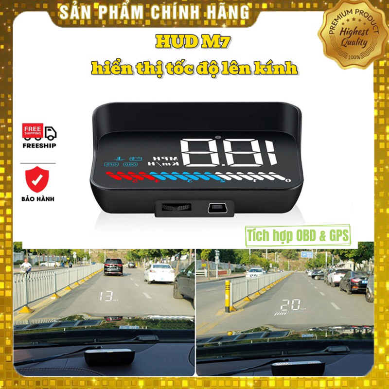 Bộ HUD Ô tô M7 OBD GPS Hiển Thị Tốc Độ Thông Tin Lên Trên Kính Lái Giá Rẻ