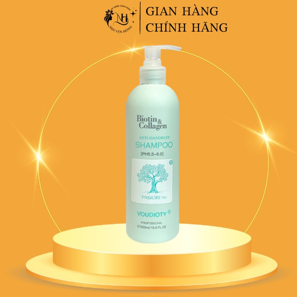 Dầu gội ngăn gàu Biotin Collagen Voudioty xanh dương 500ML