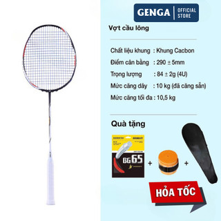 1 vợt cầu lông genga 100% khung cacbon siêu bền 3 quà tặng cl03 cán vợt sport