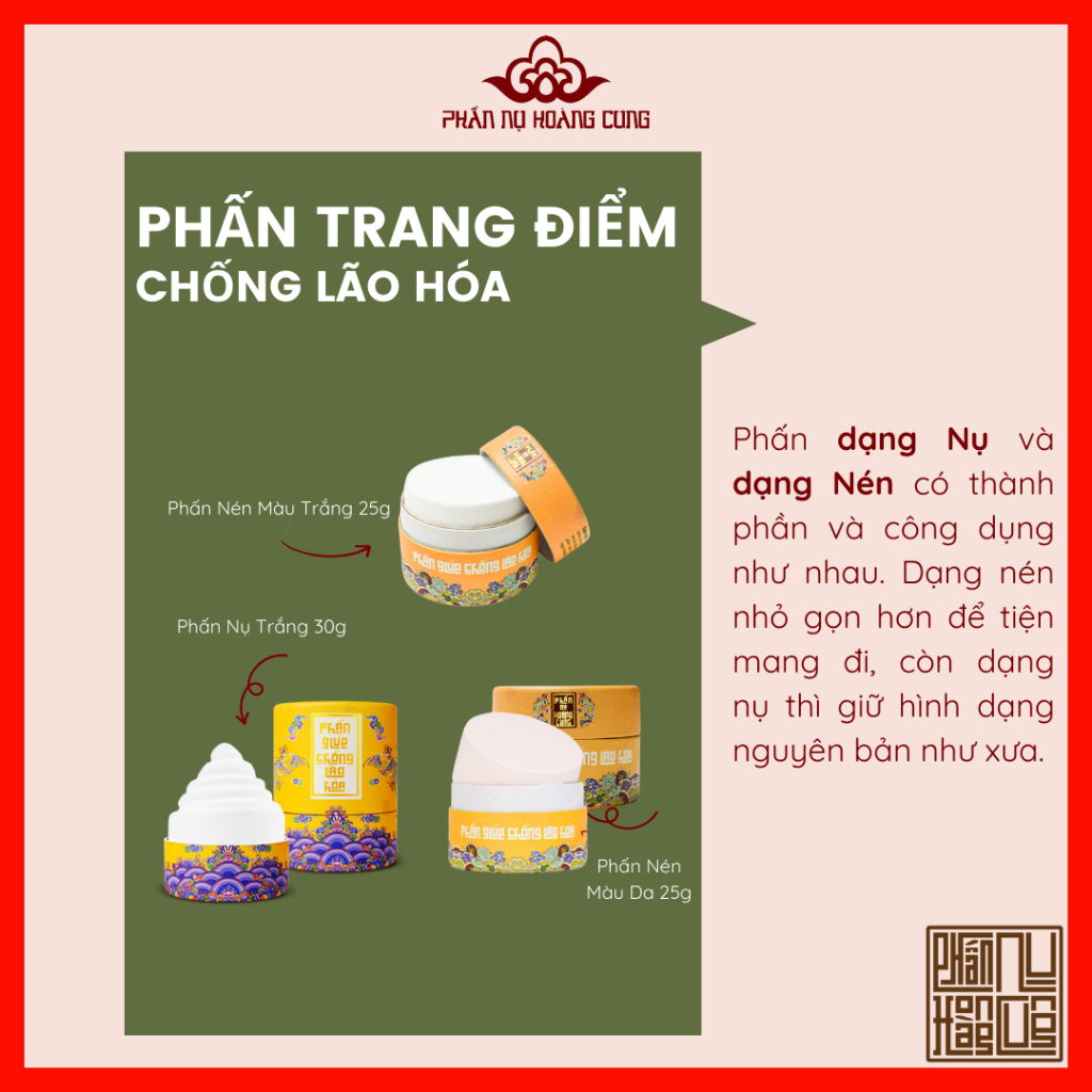 Phấn Trang Điểm Chống Lão Hóa, Phấn Nụ Hoàng Cung, Dung Tích 25g & 30g