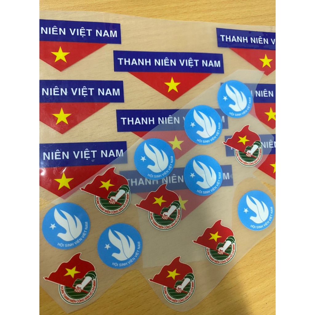 com bo 10 Logo đoàn thanh niên loại ép, ủi áo học sinh, đồng phục