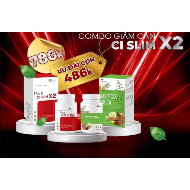 Giảm cân CI SLim x2 tặng kèm 1 detox bứa hủy mỡ xiết eo đẹp da