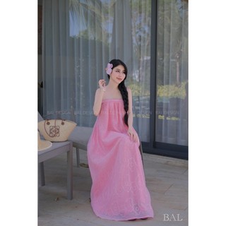 BỐNG - Váy maxi đi biển 2 dây họa tiết hoa nổi