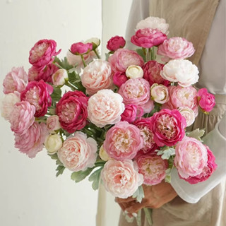 Hoa Mẫu Đơn nhập khẩu, Hoa Hồng Trà, hoa Trà Mao Lương Giả- Hoa lụa cao cấp trang trí nhà cửa Cam Decor