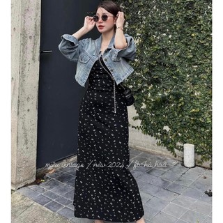 [ Bigsize 55-100kg ] Váy 2 dây hoa ôm body ( có mút cao su )