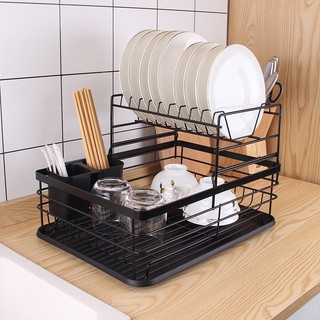Giá inox 304, kệ chén đĩa để đồ chén bát hai tầng kèm thay hứng nước cao cấp không rỉ pehouse