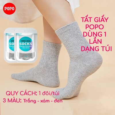 Tất dùng 1 lần nam nữ SPORTY 100% cotton dạng túi, thoáng khí, thấm hút mồ hôi, dễ dàng mang theo
